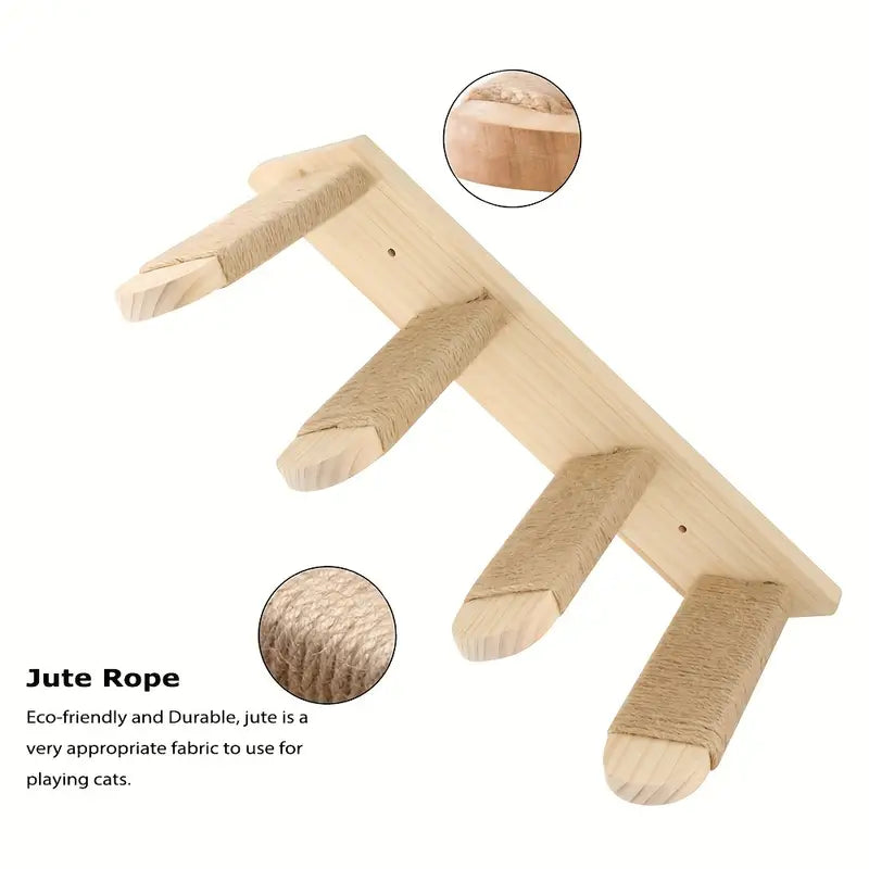 Elevated Wooden Cat Climbing Shelf