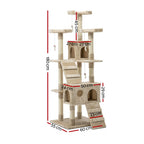 Cat Tree 180cm Trees Scratching Post Scratcher Tower Condo House Furniture Wood Beige