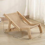 Adjustable Wooden Cat Lounge Chair - Comfortable Woven Hammock for Cats